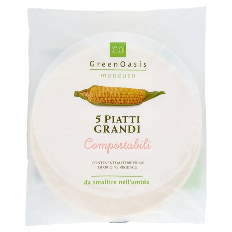 5 Piatti Grandi Compostabili Green Oasis